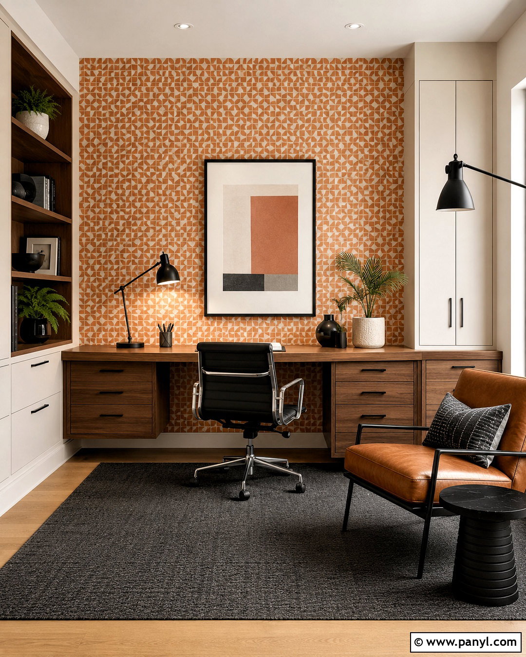 Ginger Geometric Wallpaper Home Office - 40 Ginger Wallpaper Ideas
