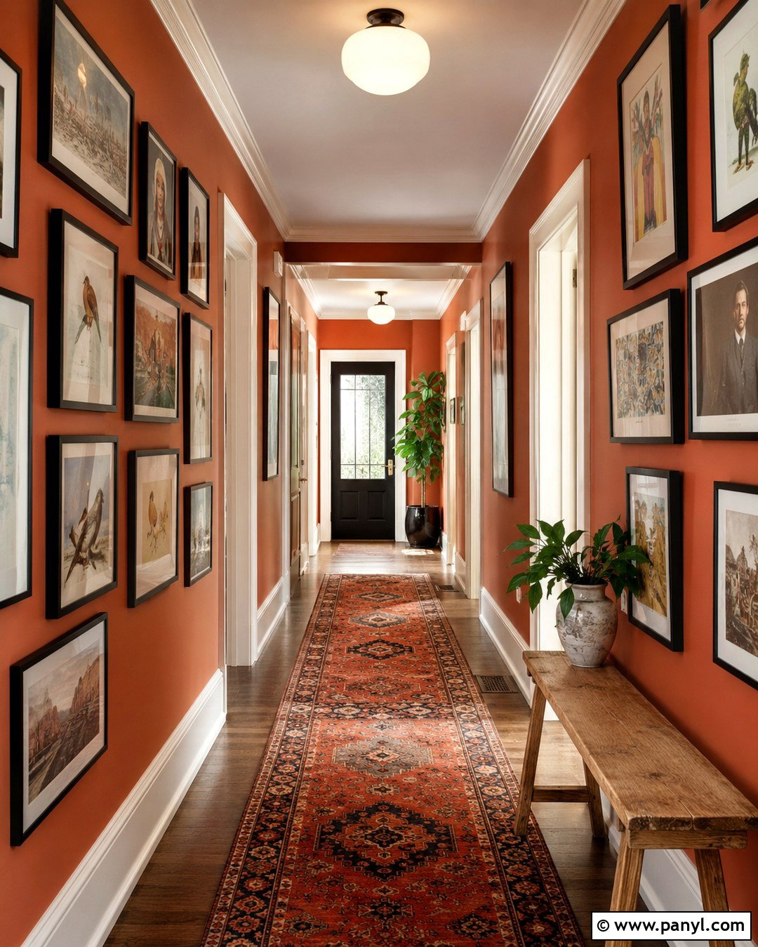 Ginger Hallway With Gallery Wall - 20 Ginger Wall Ideas