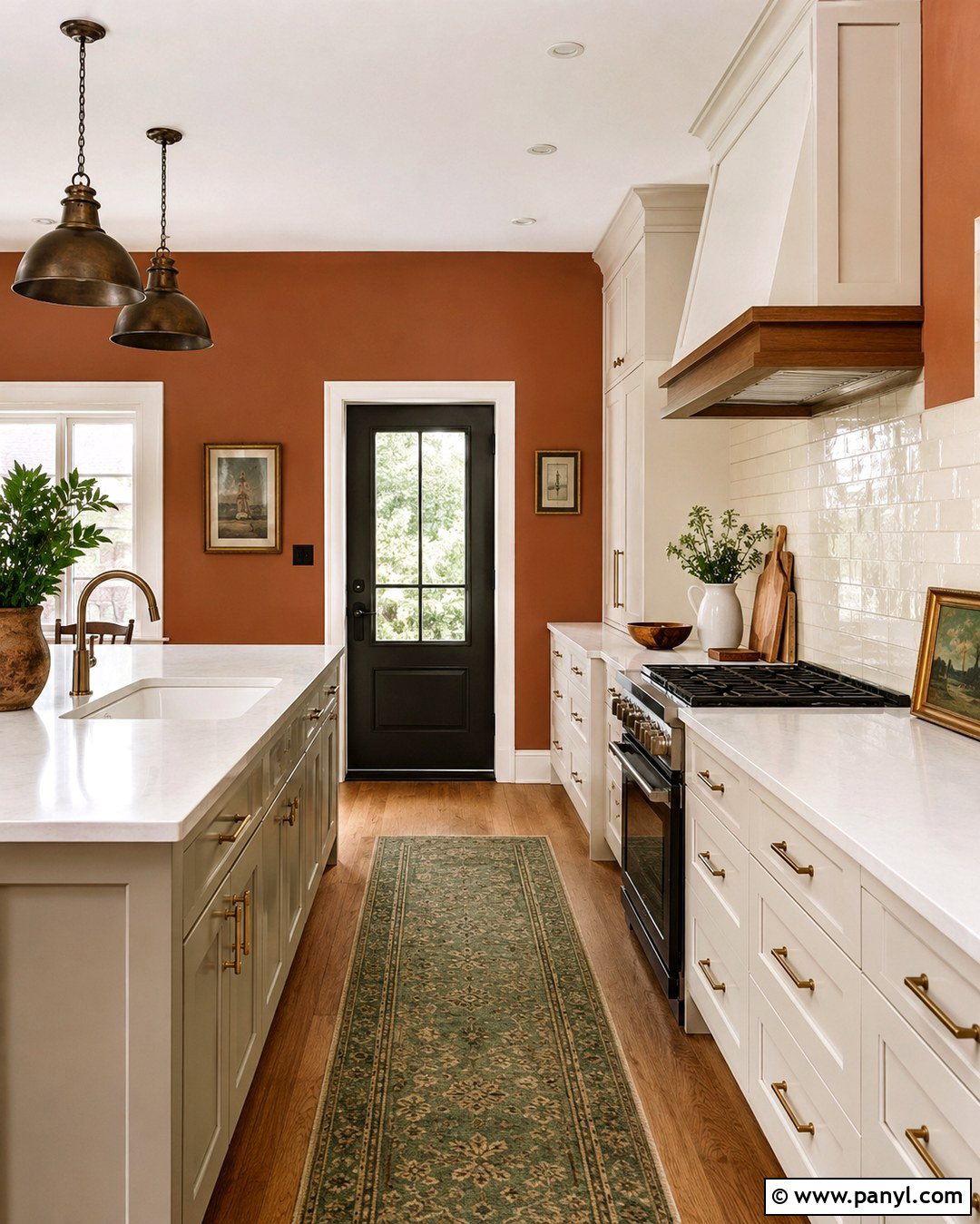 Ginger Kitchen With Cream Cabinets - 20 Ginger Wall Ideas