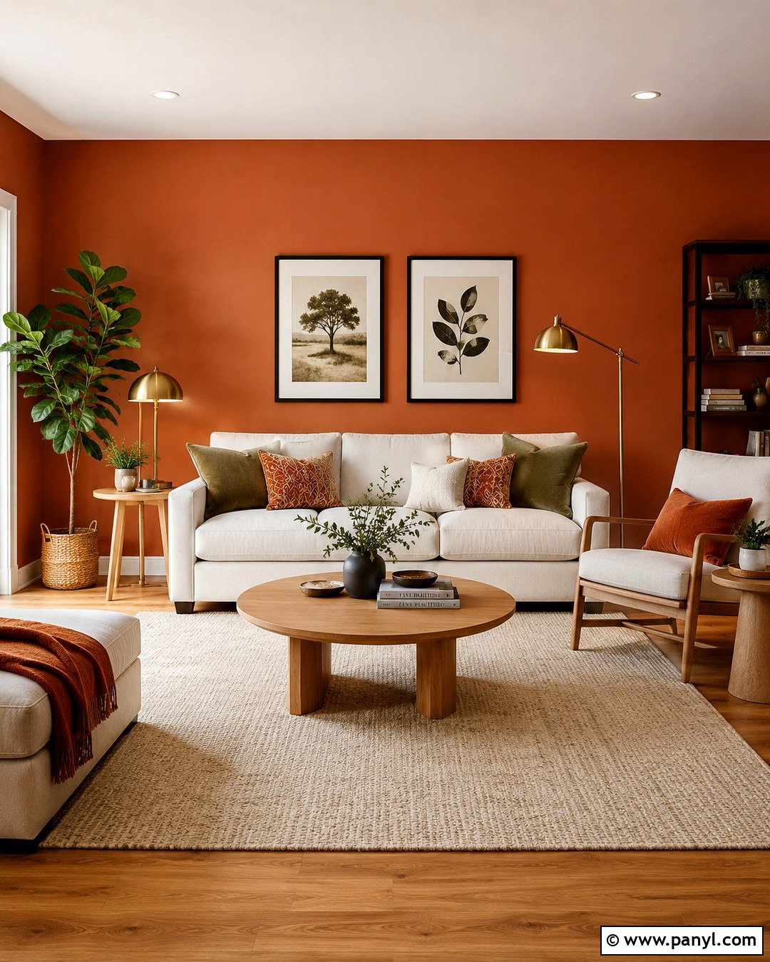 Ginger Living Room With Cream Sofa - 20 Ginger Wall Ideas