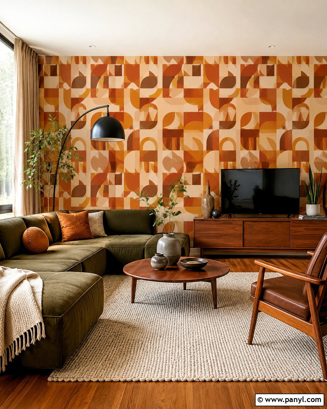 Ginger Mid Century Wallpaper - 40 Ginger Wallpaper Ideas
