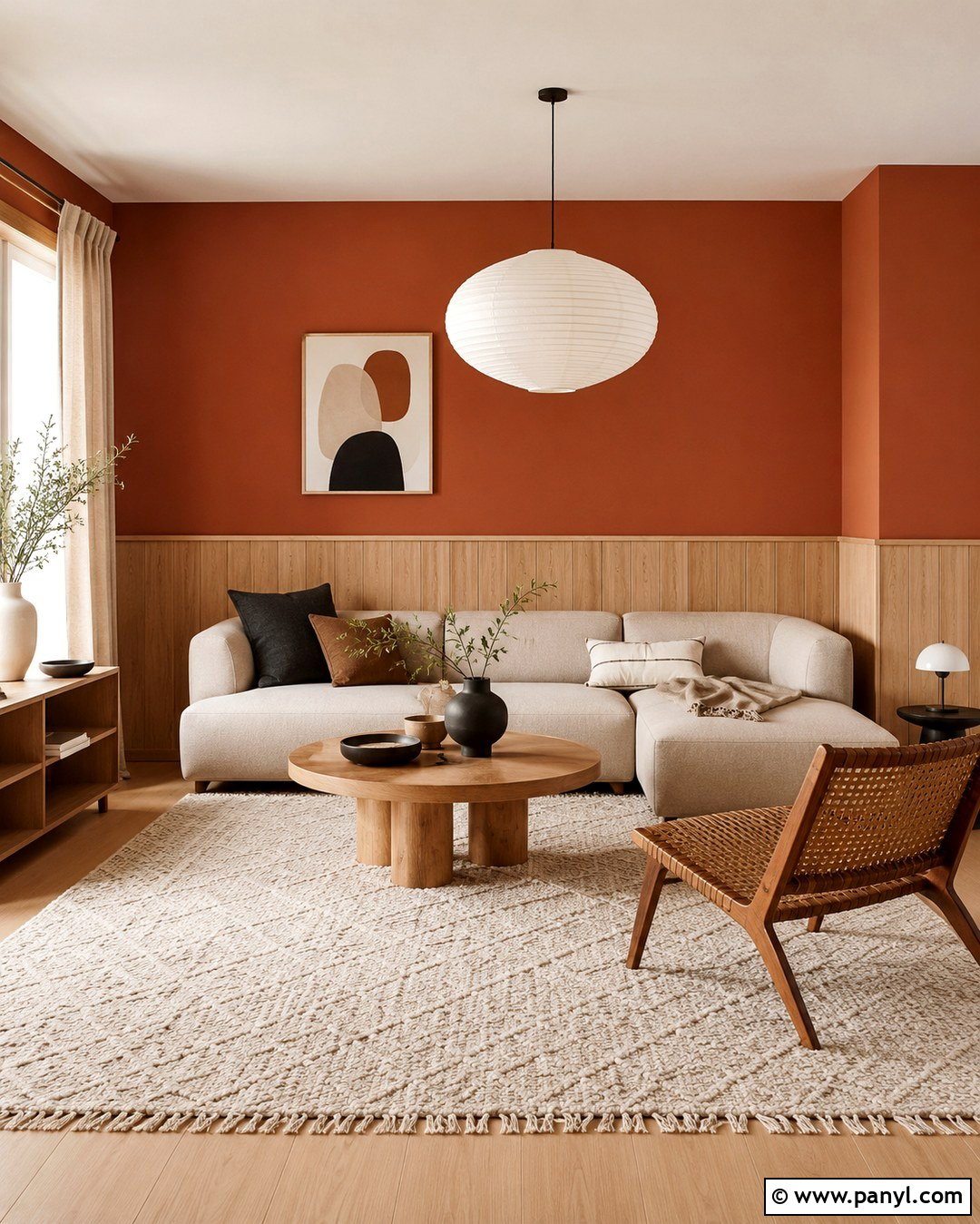 Ginger Wall With Light Wood Paneling - 20 Ginger Wall Ideas