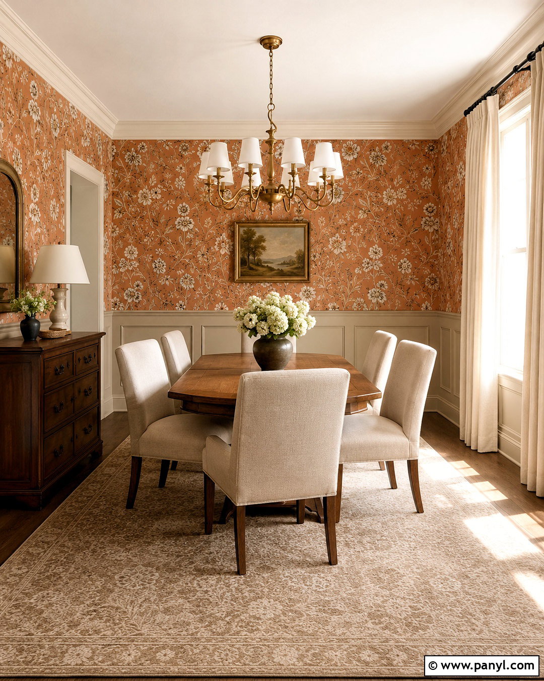 Ginger Wallpaper Above Wainscoting - 40 Ginger Wallpaper Ideas
