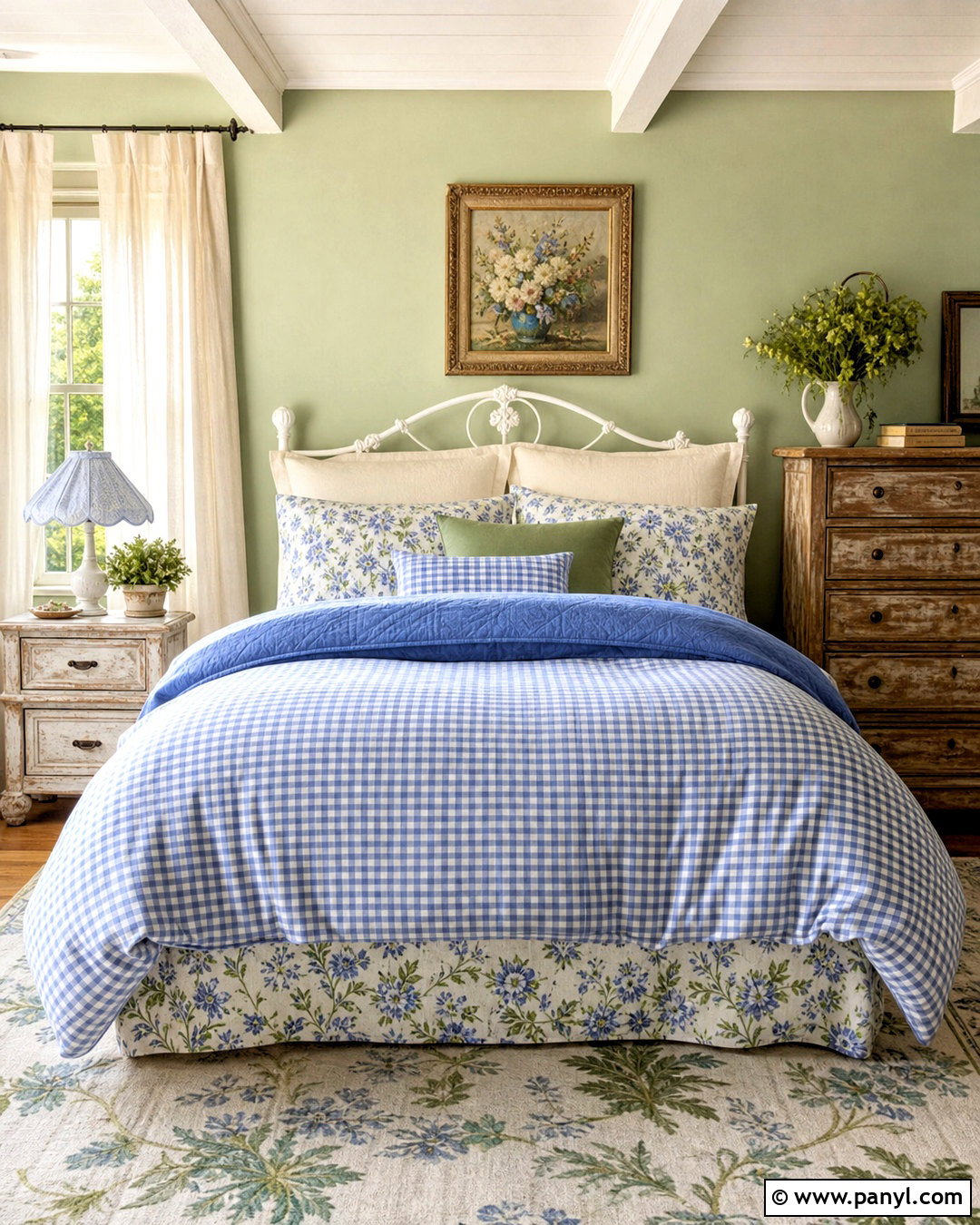 Gingham And Floral Bedding - 20 gingham bedding ideas