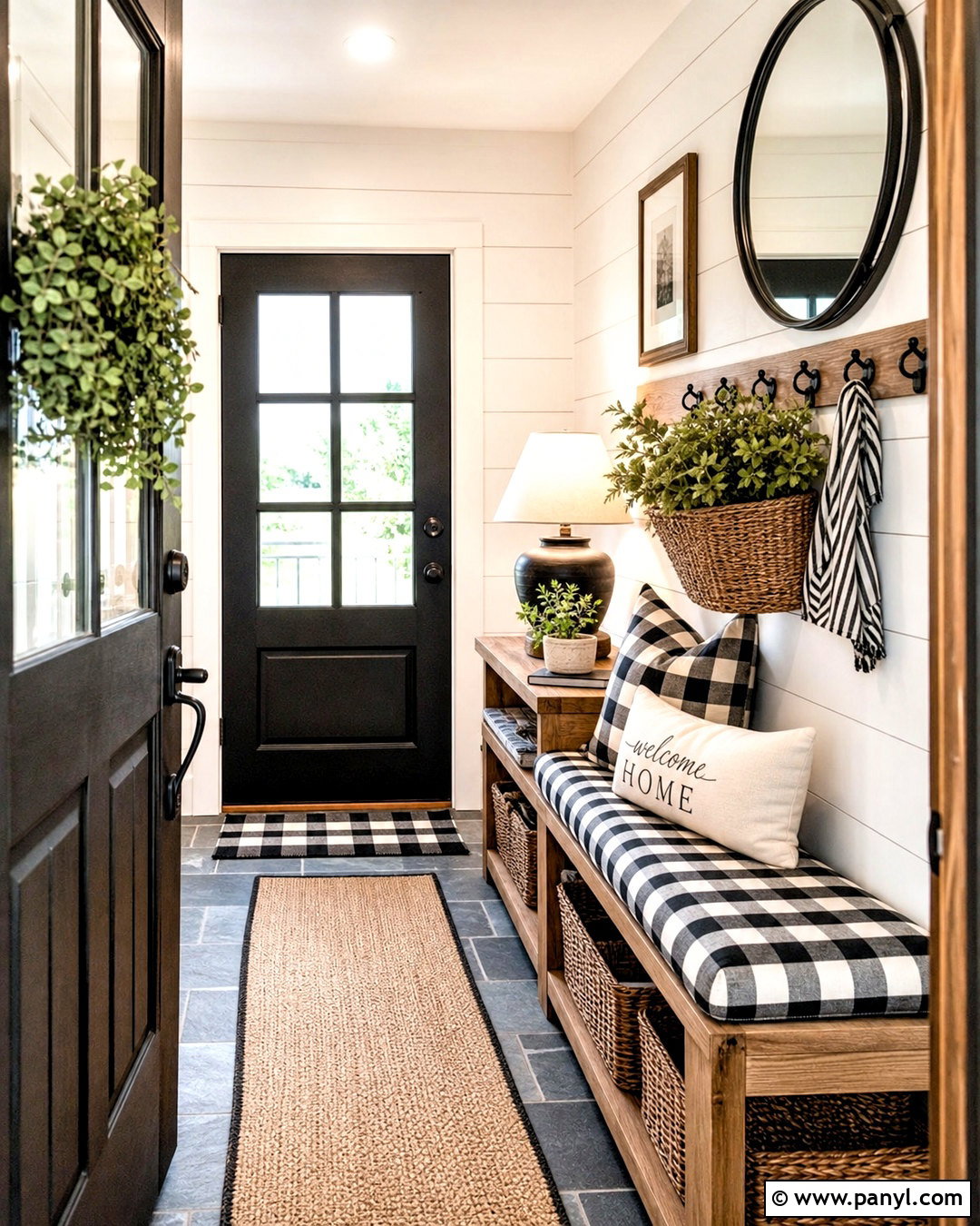 Gingham Farmhouse Entryway - 20 gingham decor ideas