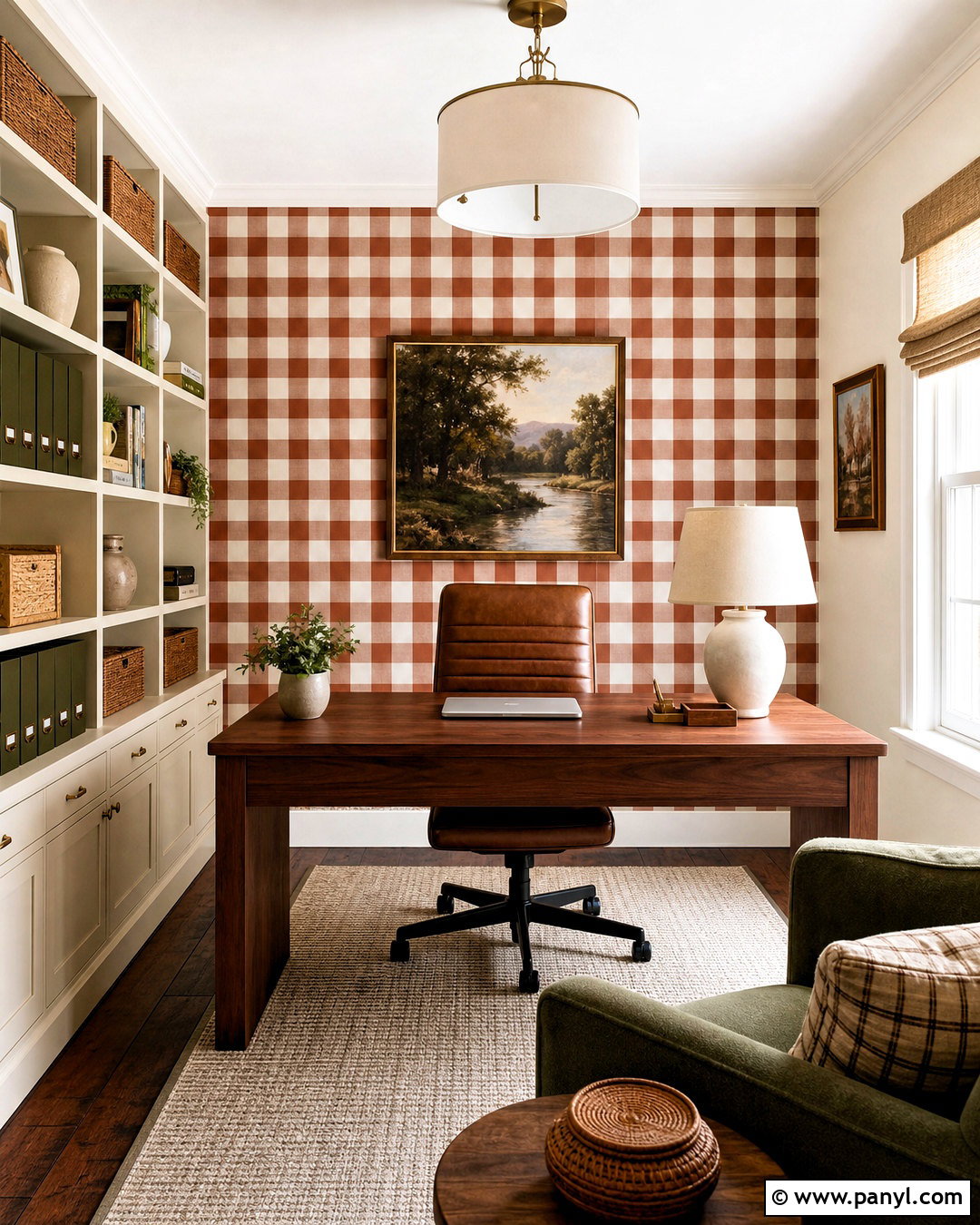 Gingham Home Office - 20 gingham decor ideas