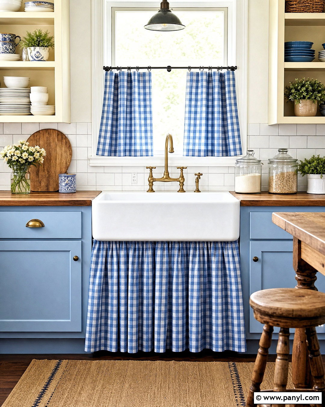 Gingham Kitchen Sink Skirt - 20 gingham decor ideas