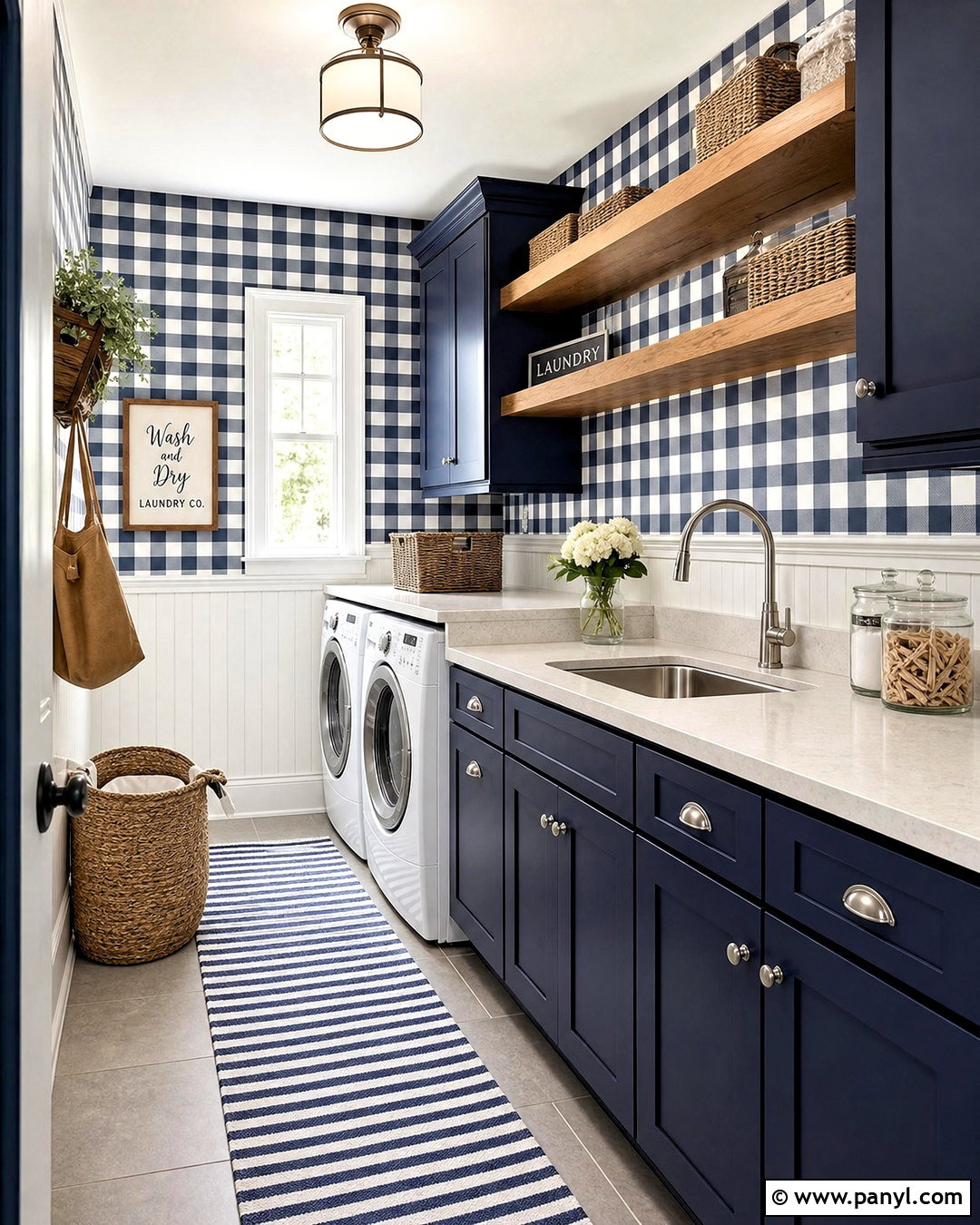 Gingham Laundry Room - 20 gingham decor ideas