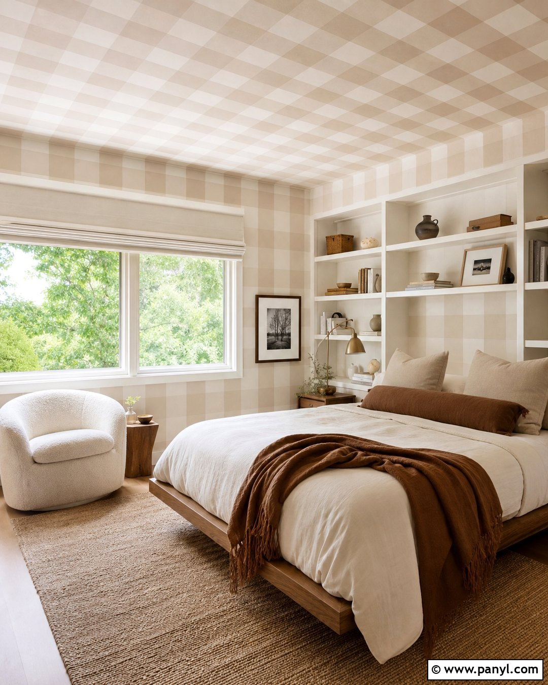 Gingham Painted Walls And Ceiling - 30 Gingham Painted Walls