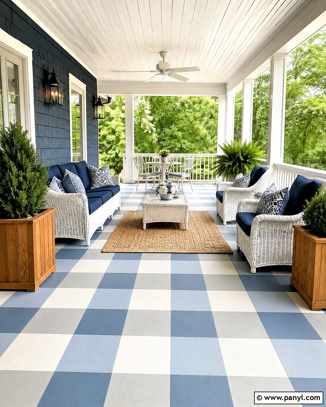Gingham Porch Floor - 20 how to paint gingham pattern ideas