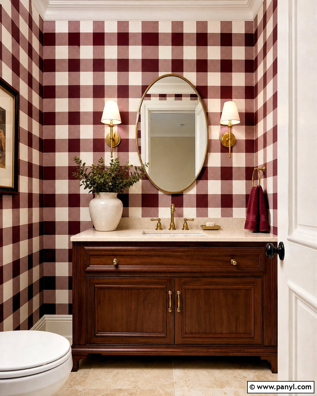 Gingham Powder Room - 20 gingham decor ideas