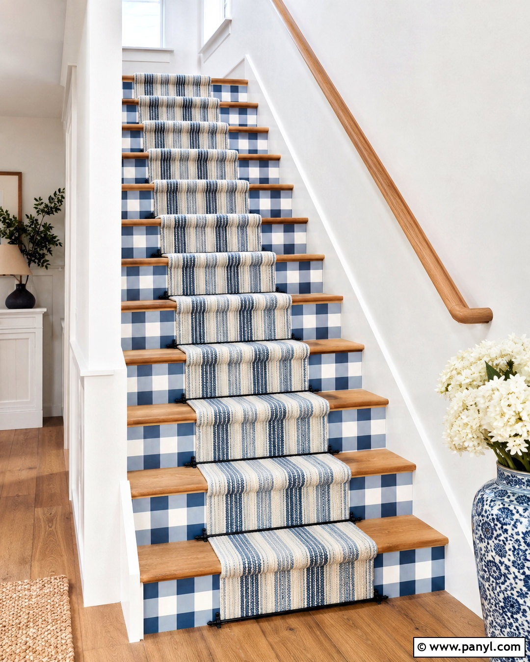 Gingham Stair Risers - 20 how to paint gingham pattern ideas