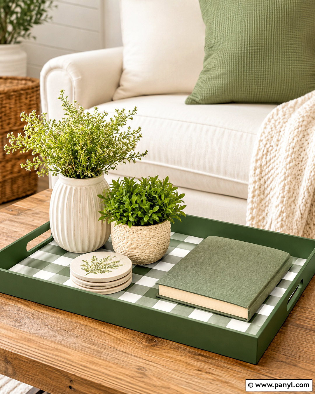Gingham Wooden Serving Tray - 20 how to paint gingham pattern ideas