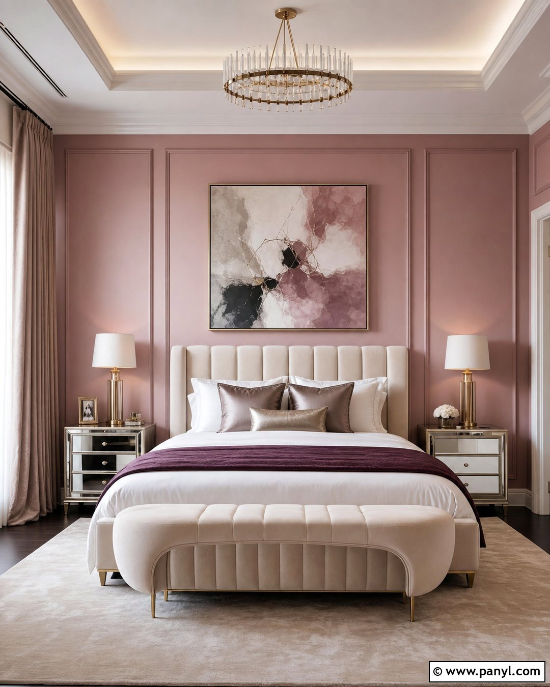 Glam Bedroom With Blush Pink Walls - 35 Blush Pink Walls