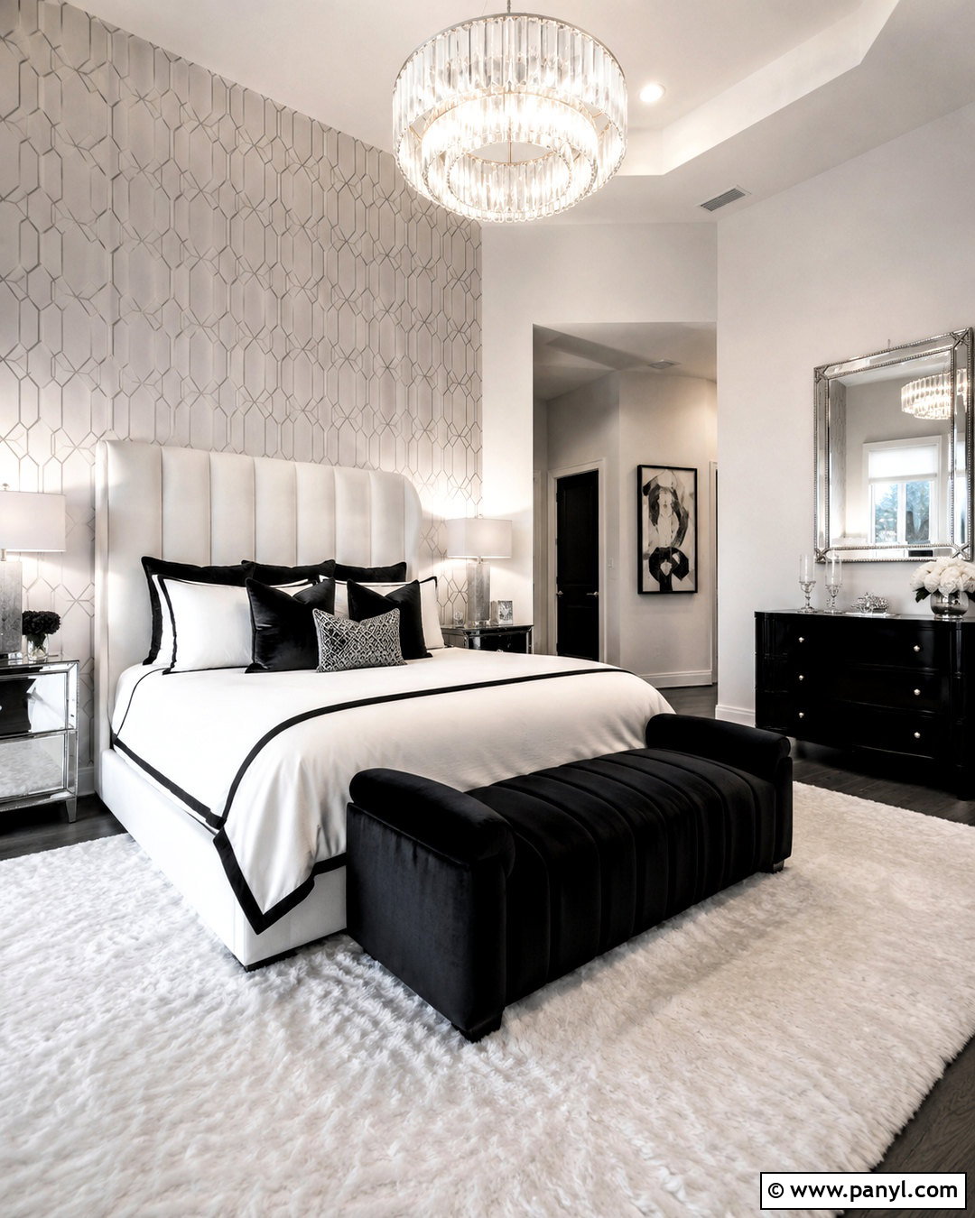 Glam Black And White Bedroom - 20 black and white bedrooms