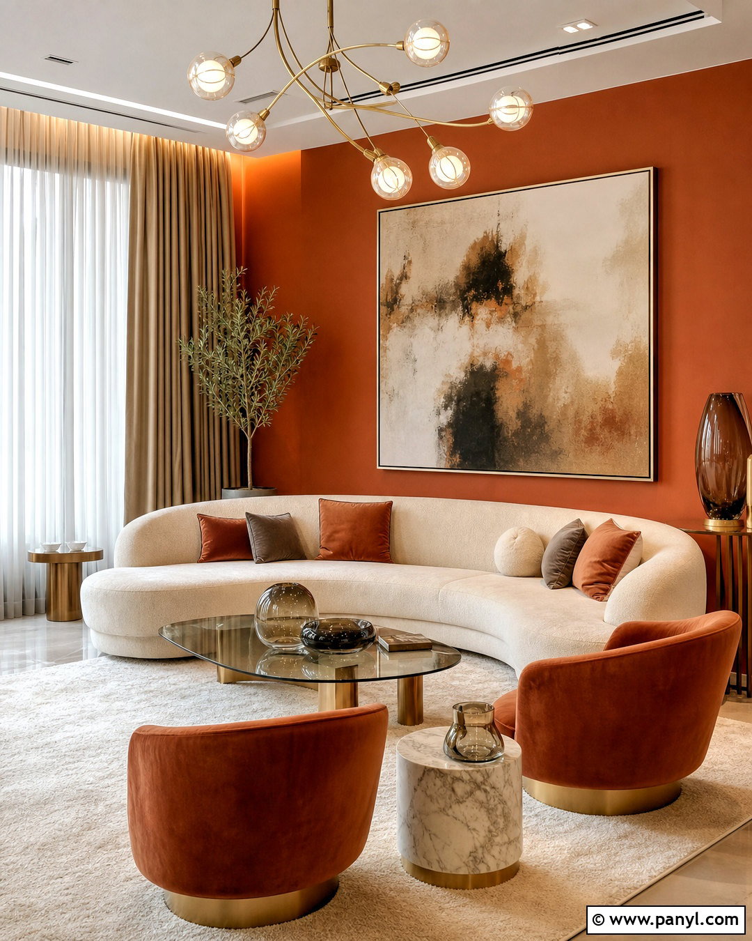 Glam Burnt Orange Living Room Wall - 20 burnt orange living room walls