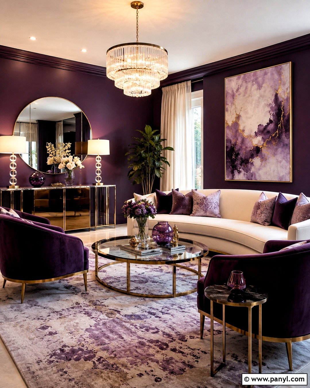 Glam Dark Purple Living Room - 20 dark purple living room ideas