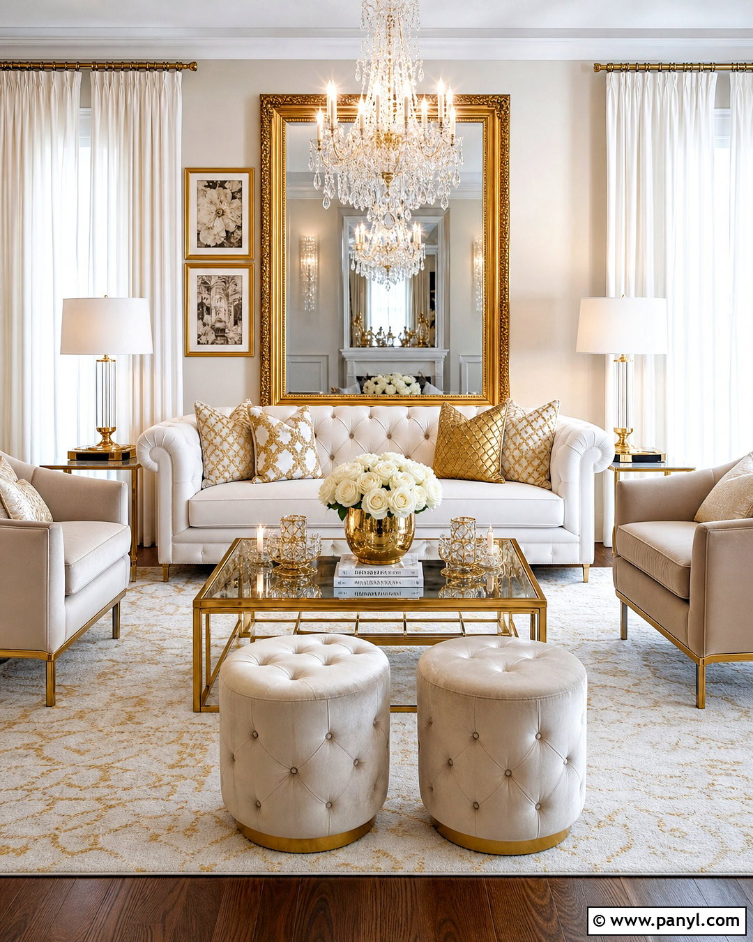 Glam Gold And White Living Room - 20 gold and white living room ideas