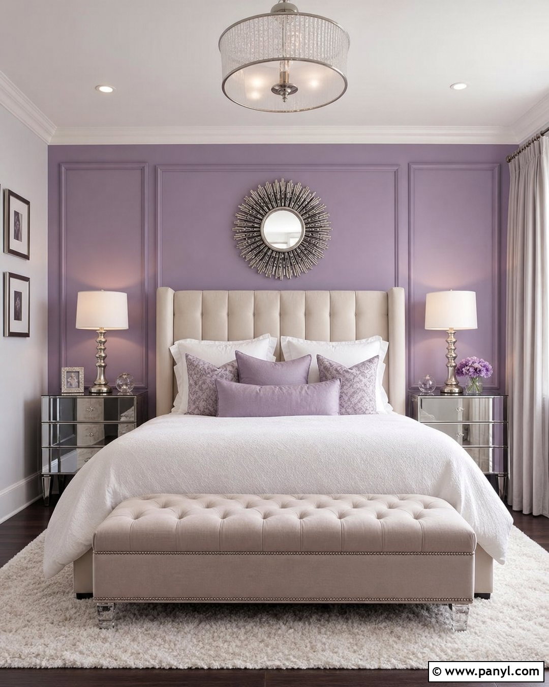 Glam Lavender Accent Wall - 30 Lavender Accent Wall Ideas