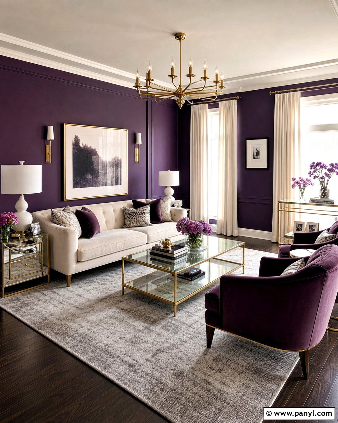 Glam Purple Living Room - 20 purple walls living room ideas