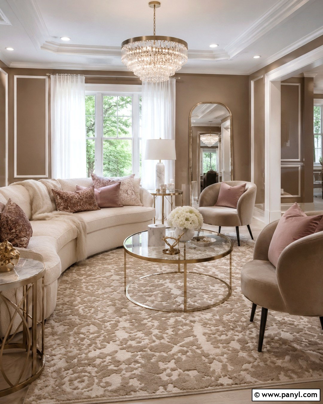 Glam Room With Light Brown Walls And White Trim - 20 Light Brown Walls With White Trim Ideas