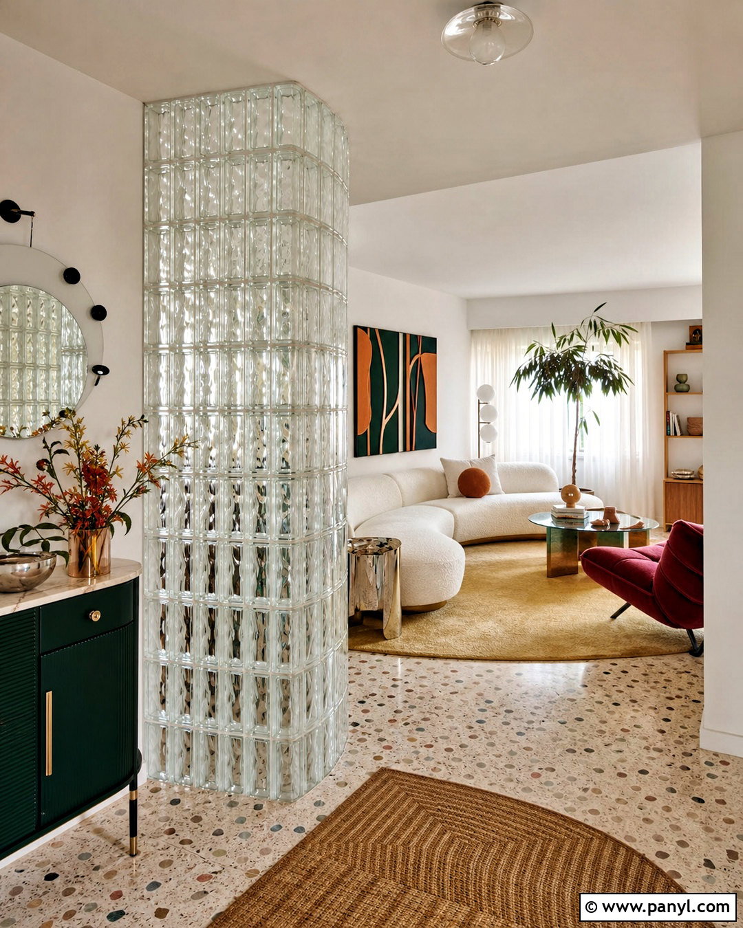 Glass Block Living Room Partition - 20 living room partition ideas