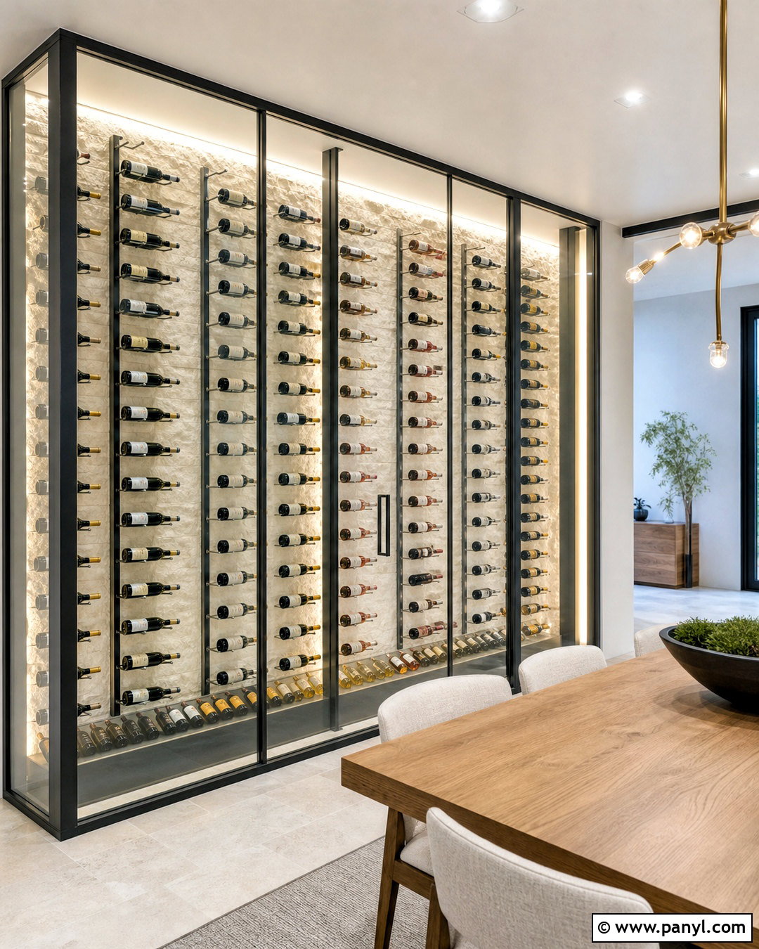 Glass Enclosed Wine Wall - 20 wine display wall ideas