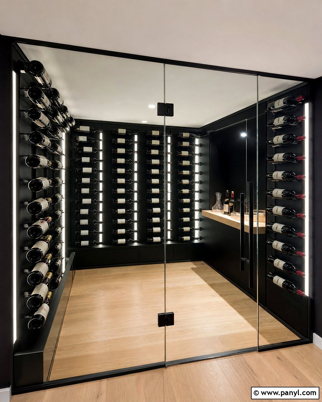 Glass Wine Cellar With Black Walls - 20 Modern Wine Cellar With Black Walls