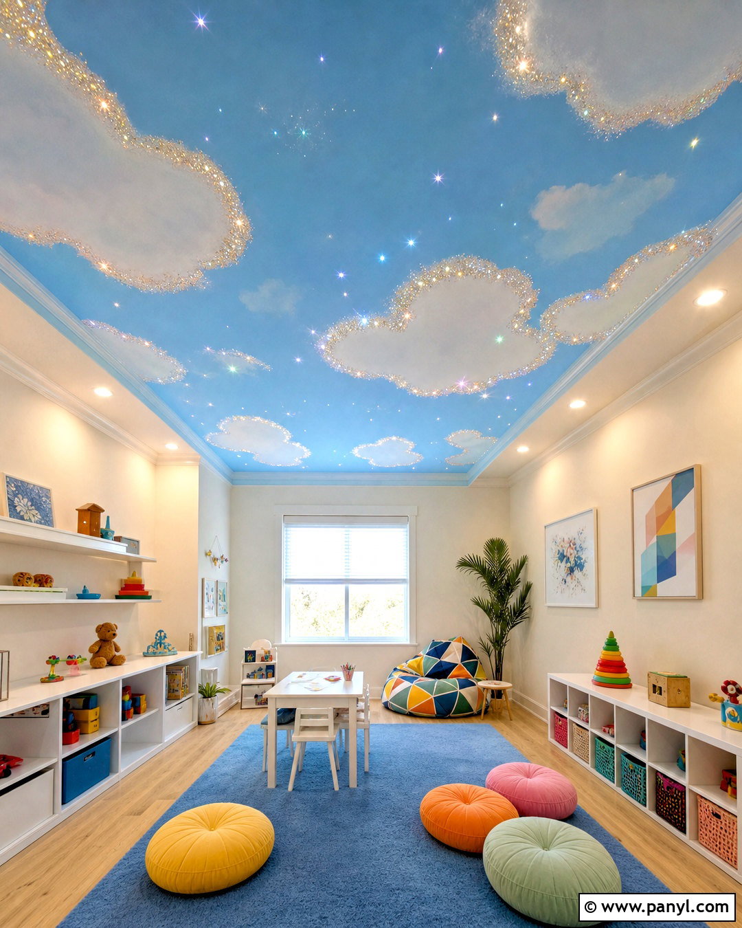 Glitter Cloud Ceiling Playroom - 20 glitter ceiling ideas