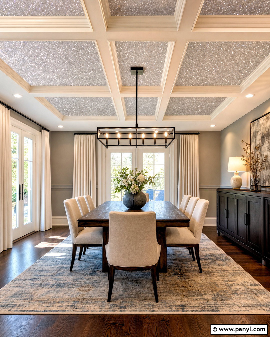 Glitter Coffered Ceiling Dining Room - 20 glitter ceiling ideas