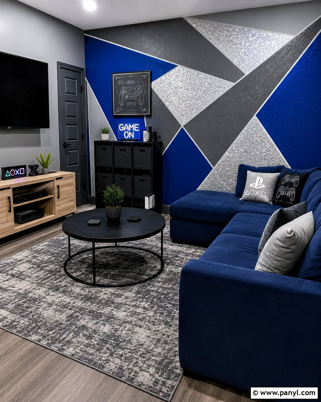 Glitter Geometric Wall Game Room - 20 diy glitter paint for walls