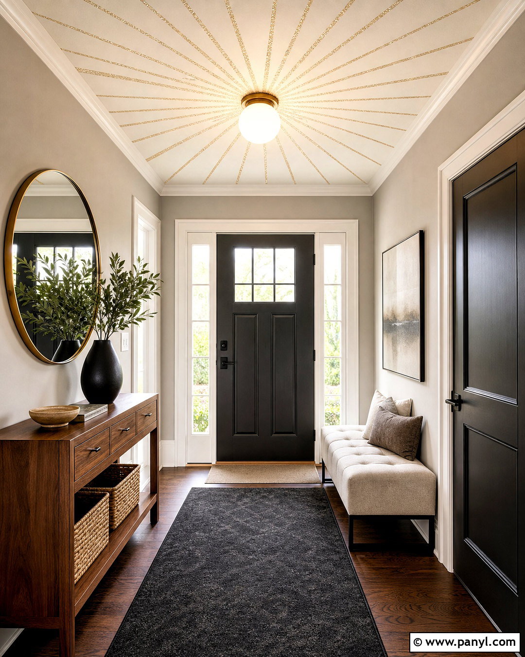 Glitter Starburst Ceiling Entryway - 20 glitter ceiling ideas