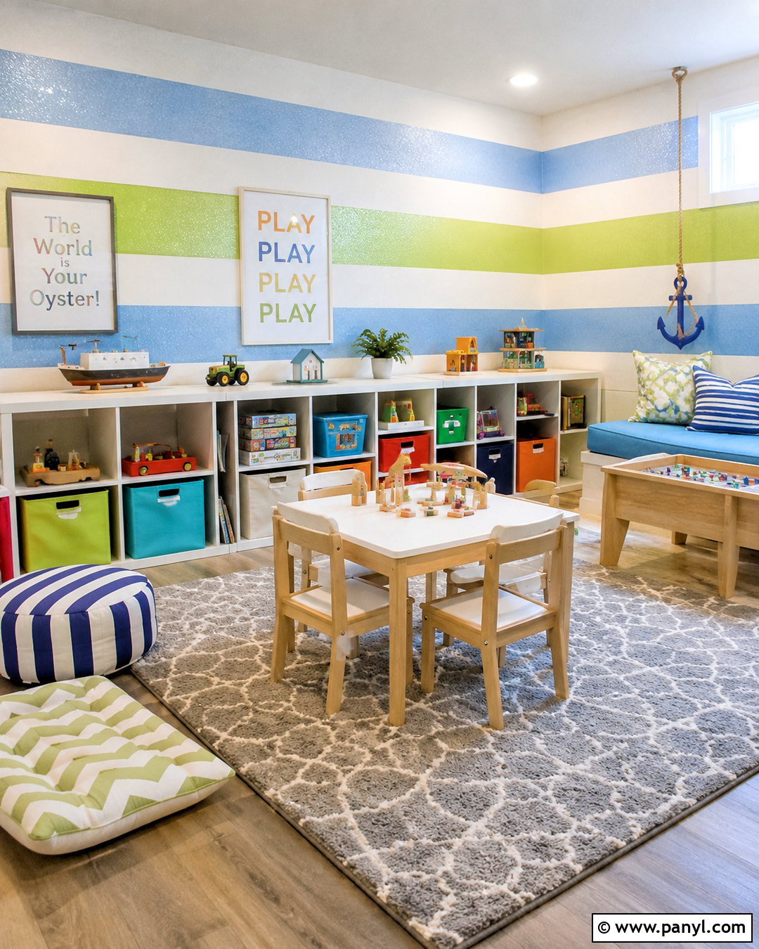 Glitter Stripe Wall Playroom - 20 diy glitter paint for walls