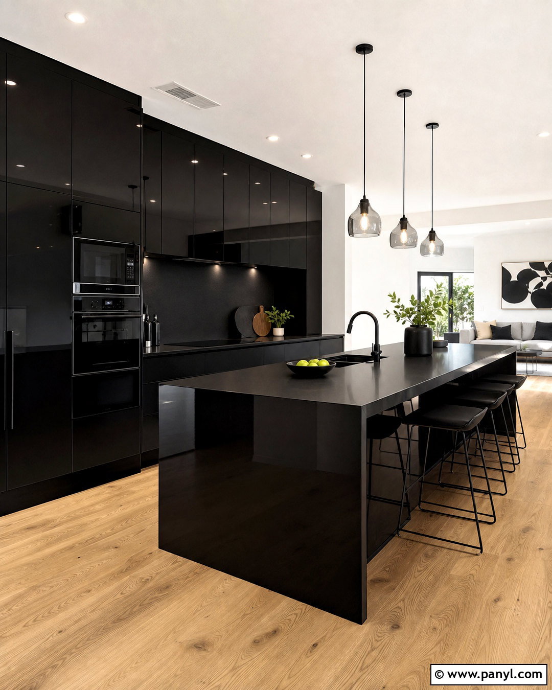 Glossy Black Kitchen - 20 all black kitchen ideas