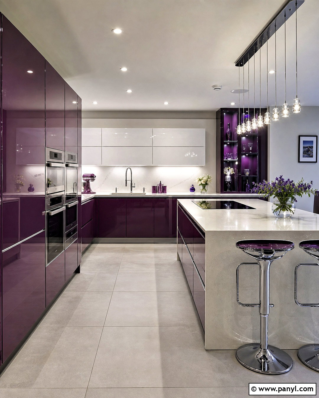 Glossy Purple Contemporary Kitchen - 20 purple kitchen designs