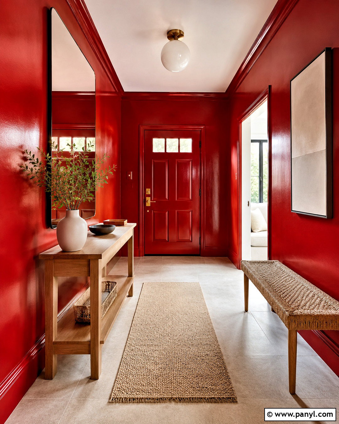 Glossy Red Entryway - 20 paint room red ideas