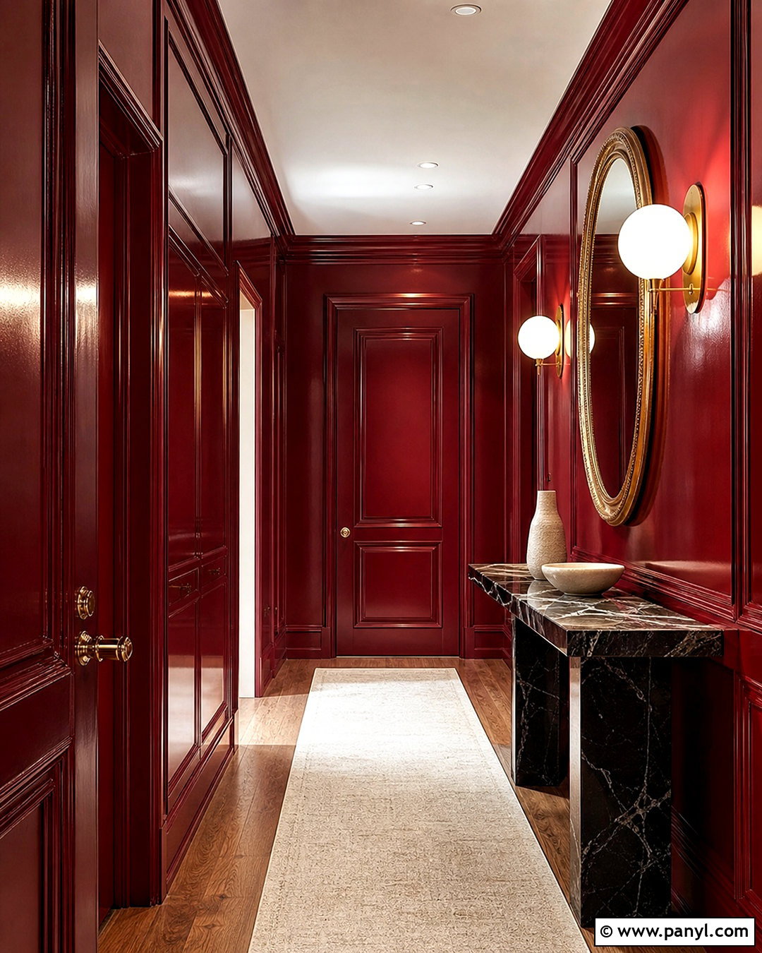 Glossy Red Hallway - 20 red hallway ideas