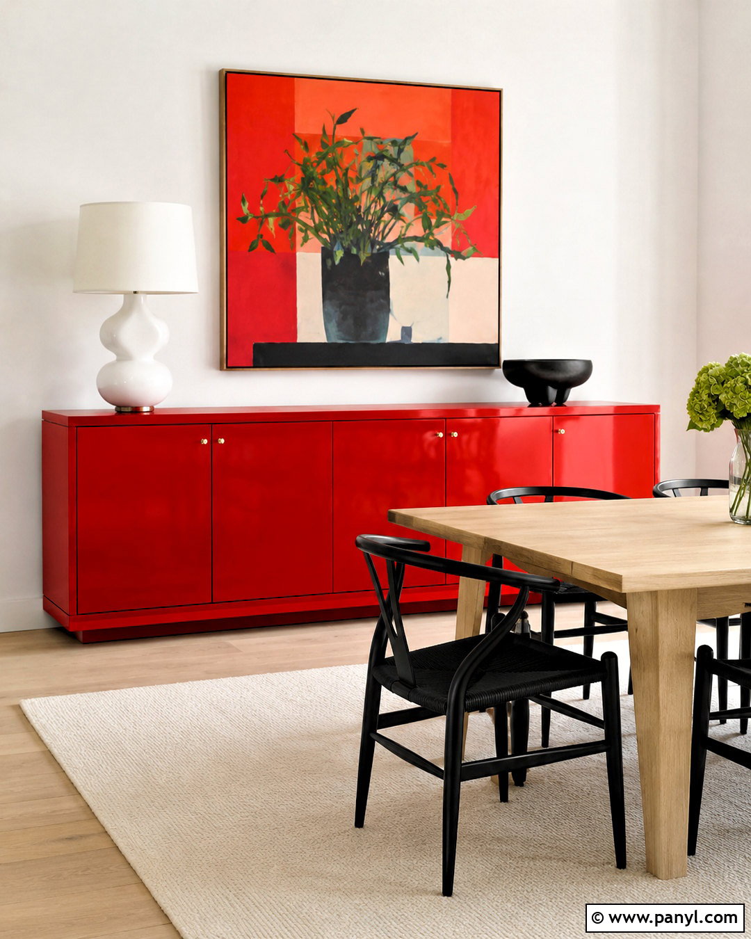 Glossy Red Painted Buffet - 20 painted buffet ideas