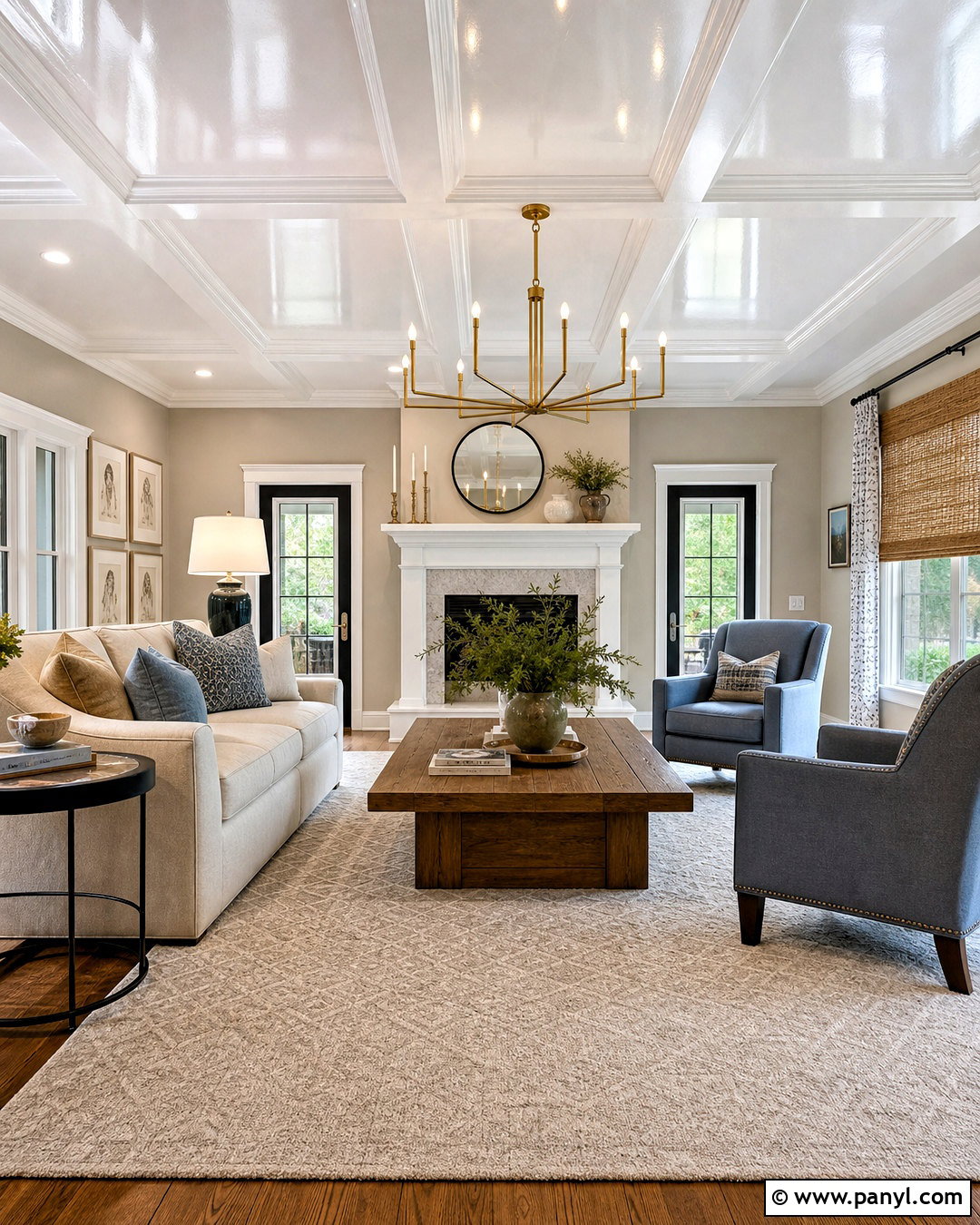 Glossy White Coffered Ceiling - 20 high gloss ceiling ideas