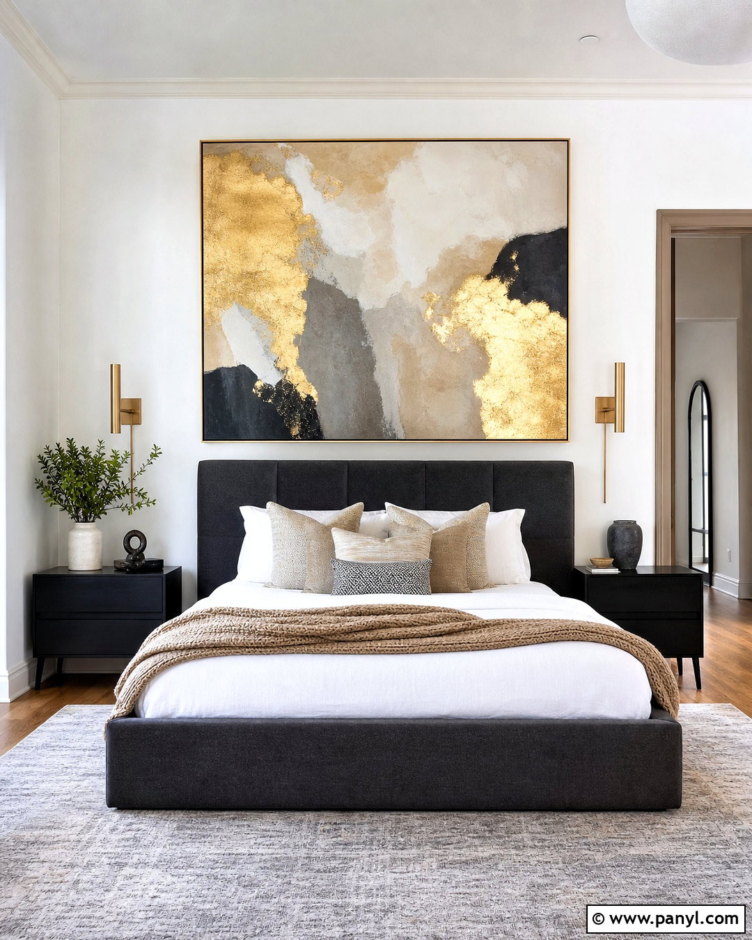 Gold Abstract Wall Art Bedroom - 20 gold wall decor bedroom ideas
