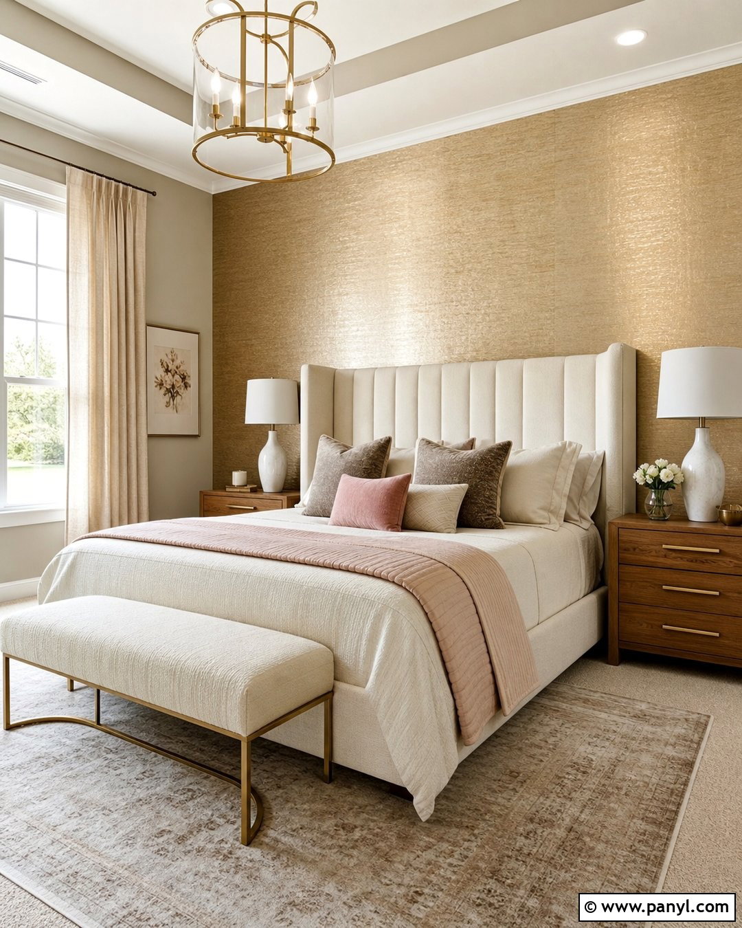 Gold Accent Wall Bedroom - 35 Gold Walls