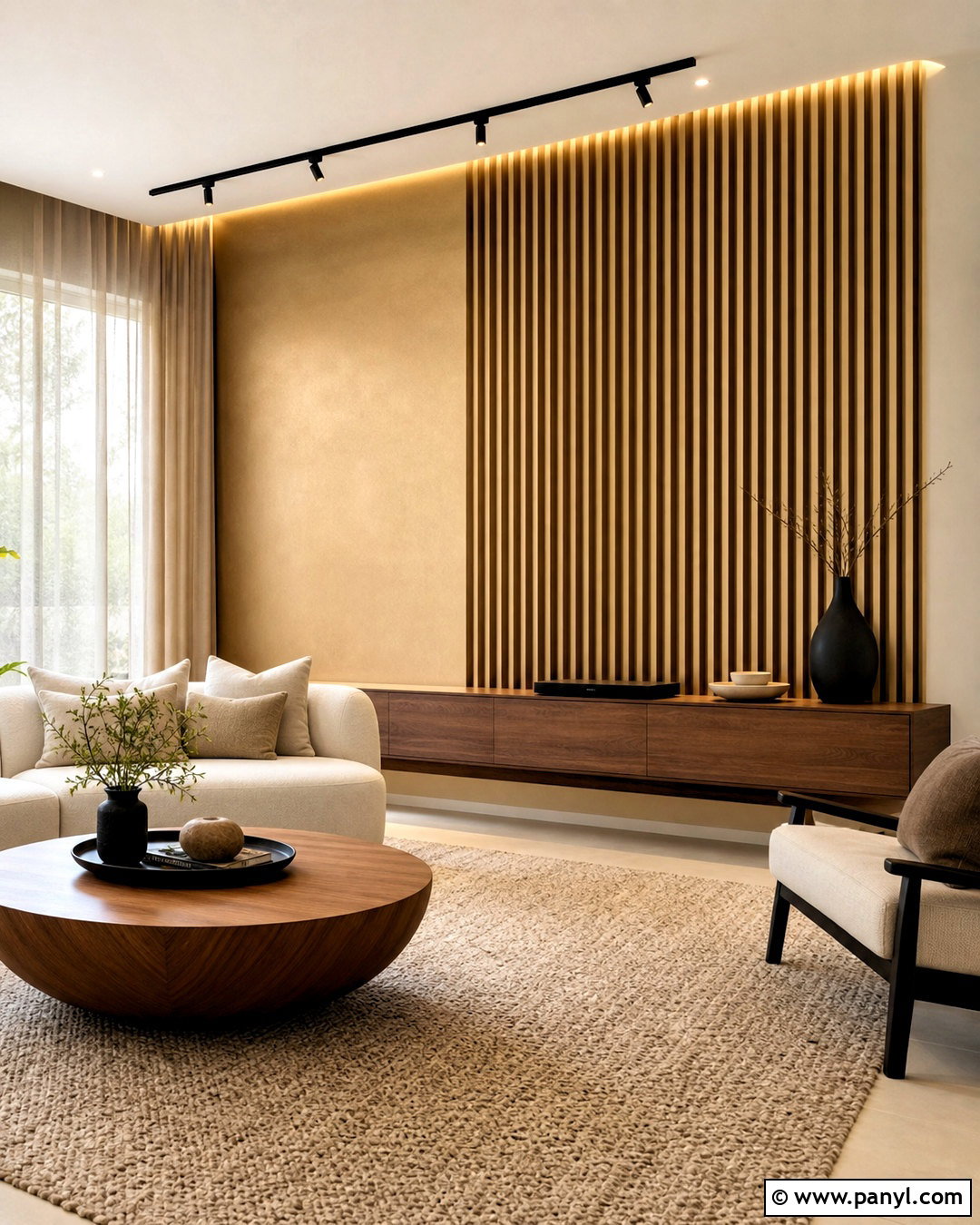 Gold Accent Wall With Wood Slats - 20 gold accent wall ideas