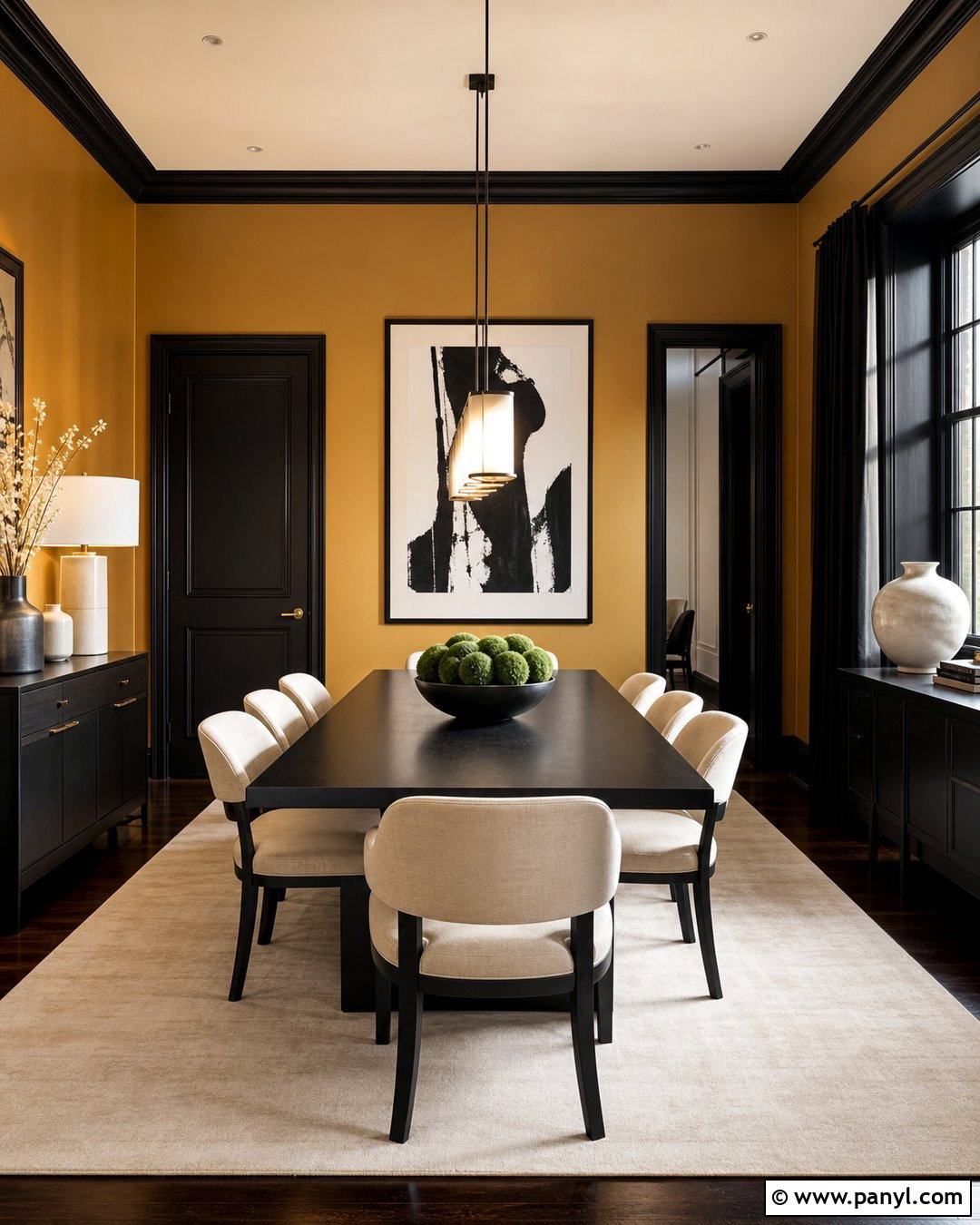 Gold And Black Dining Room Walls - 30 Golden Wall Paint Ideas