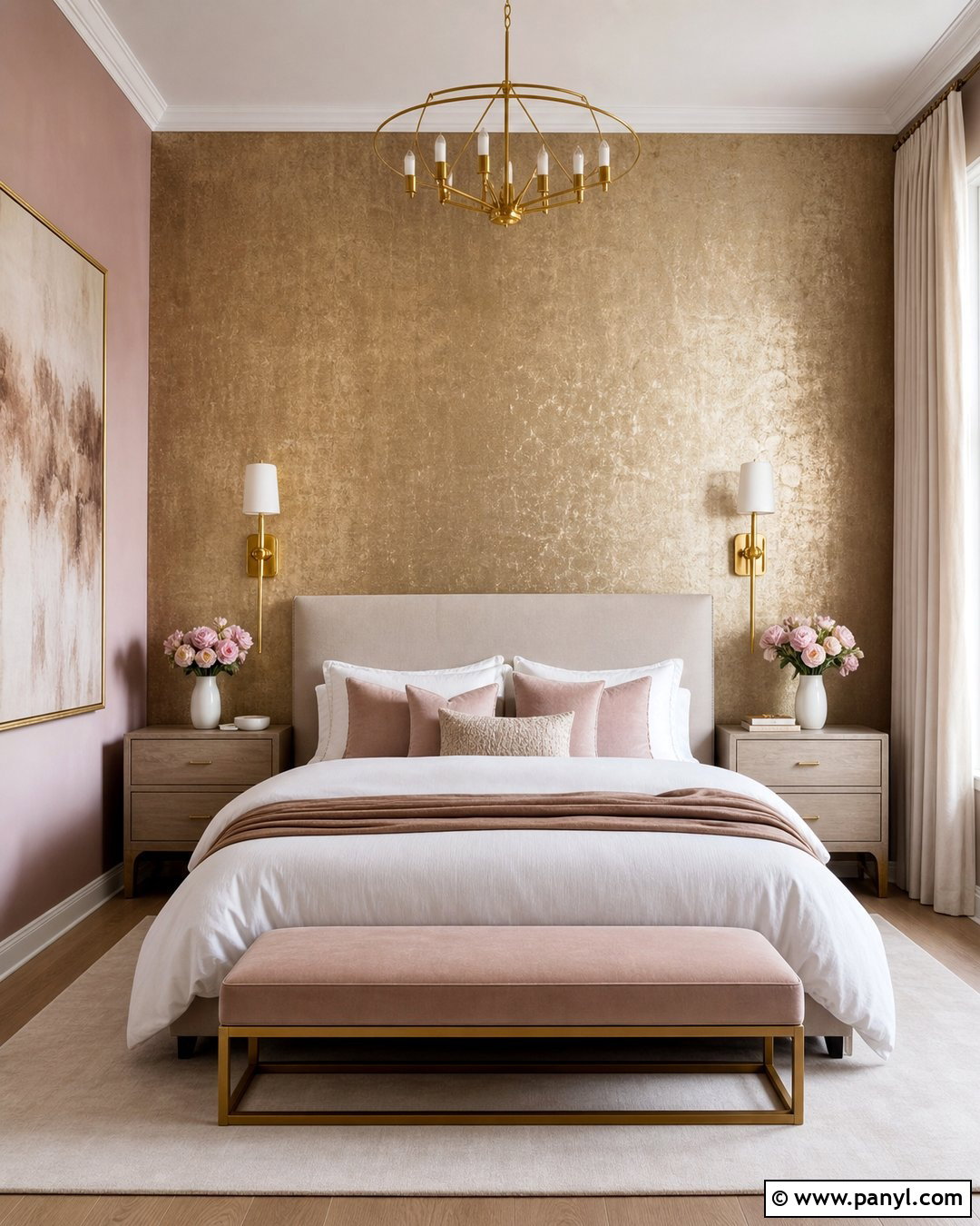 Gold And Blush Bedroom Walls - 30 Golden Wall Paint Ideas