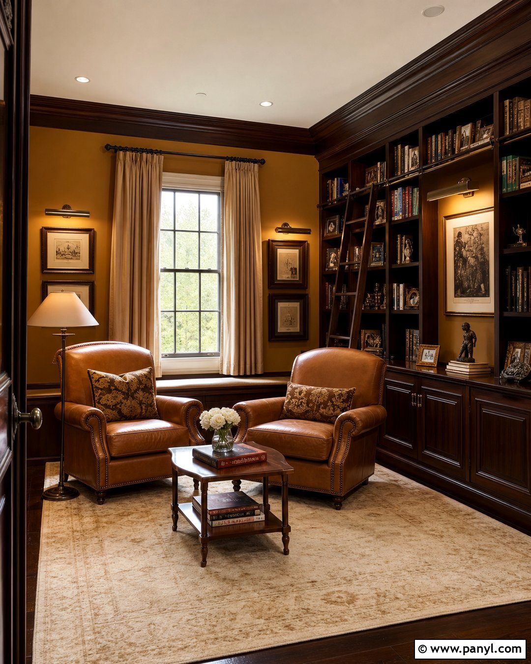 Gold And Chocolate Brown Library - 25 Gold Wall Color Ideas