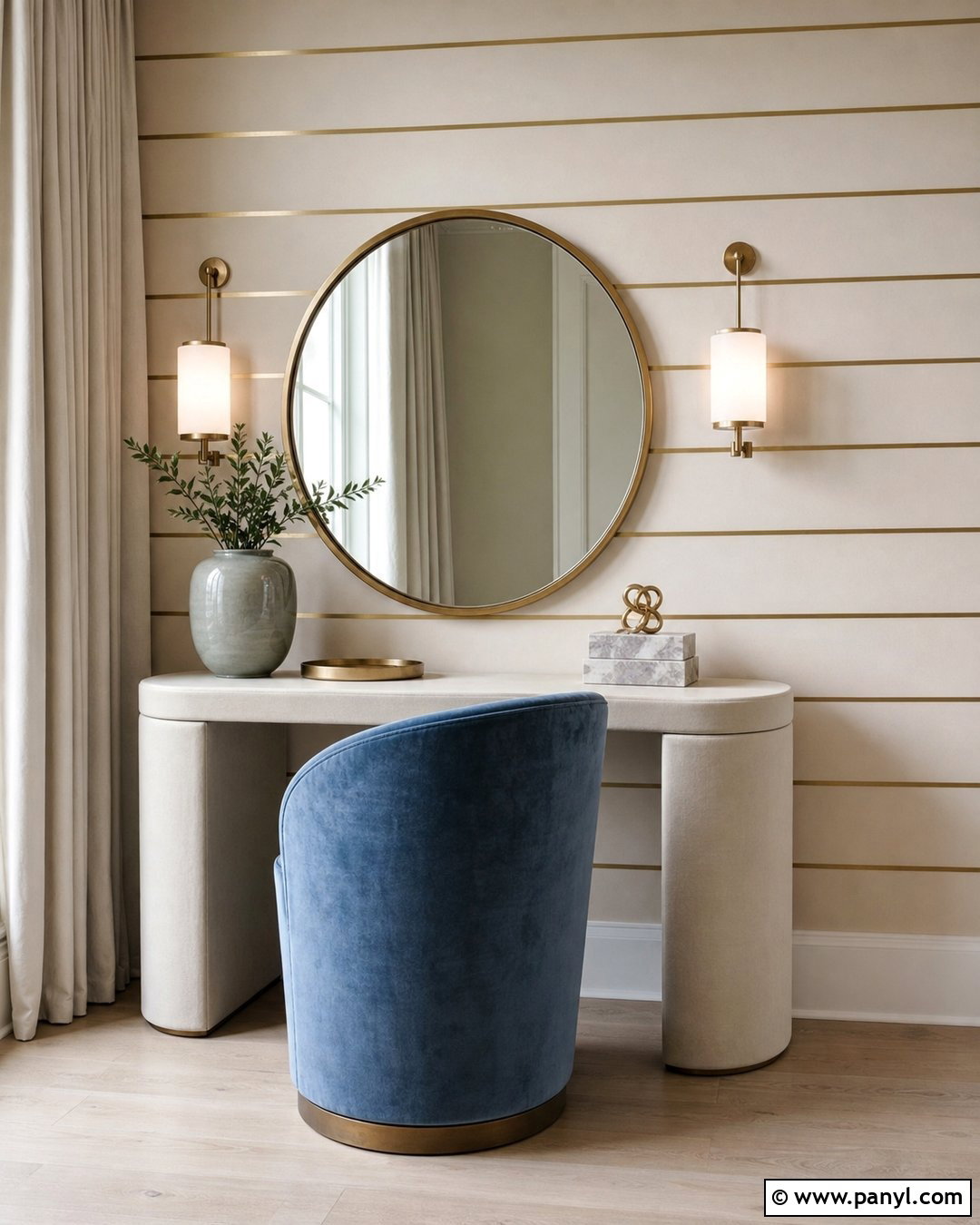 Gold And Cream Horizontal Wall Stripes - 30 Horizontal Stripes On Wall Ideas