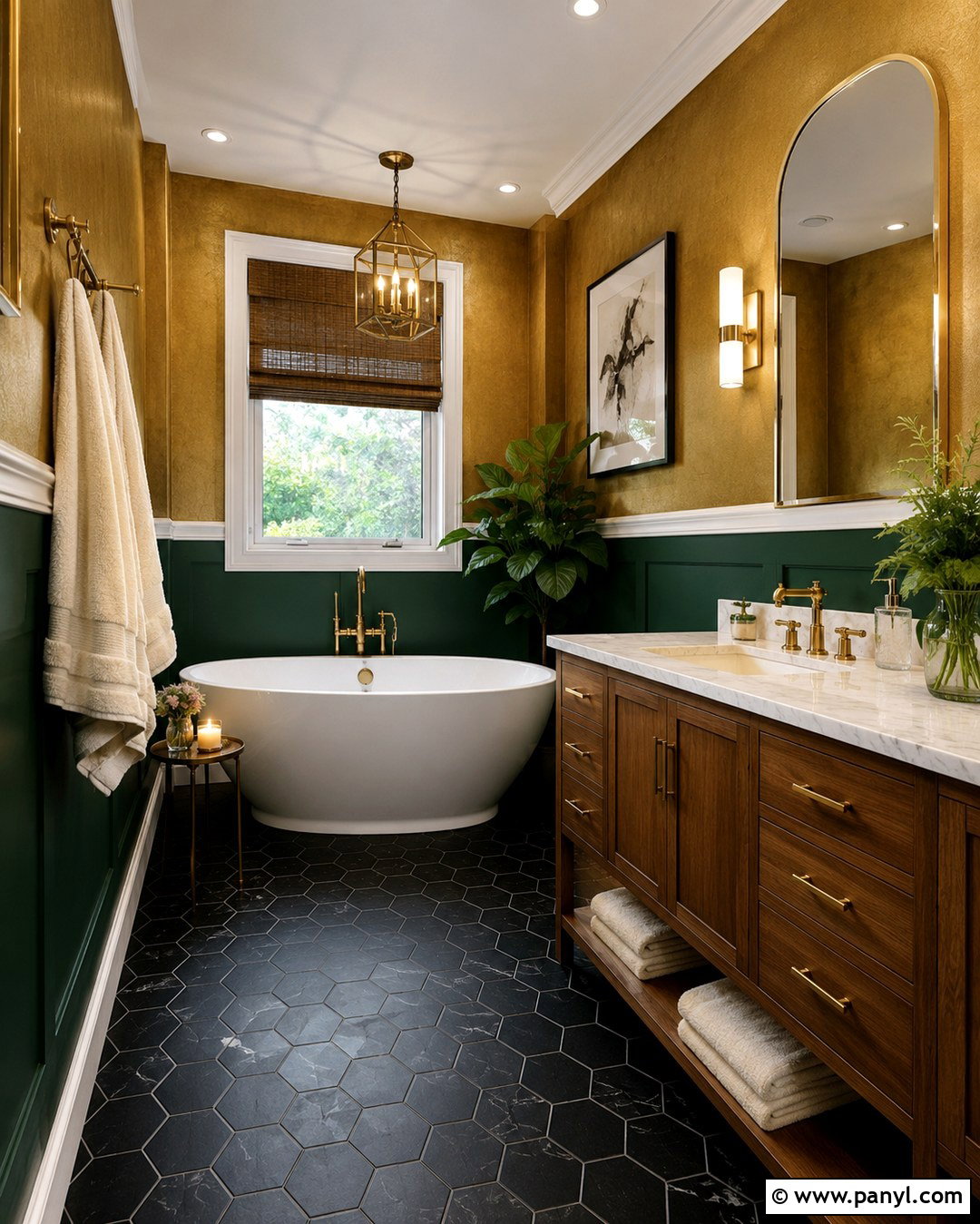 Gold And Emerald Green Bathroom - 20 Gold Paint Bathroom Ideas
