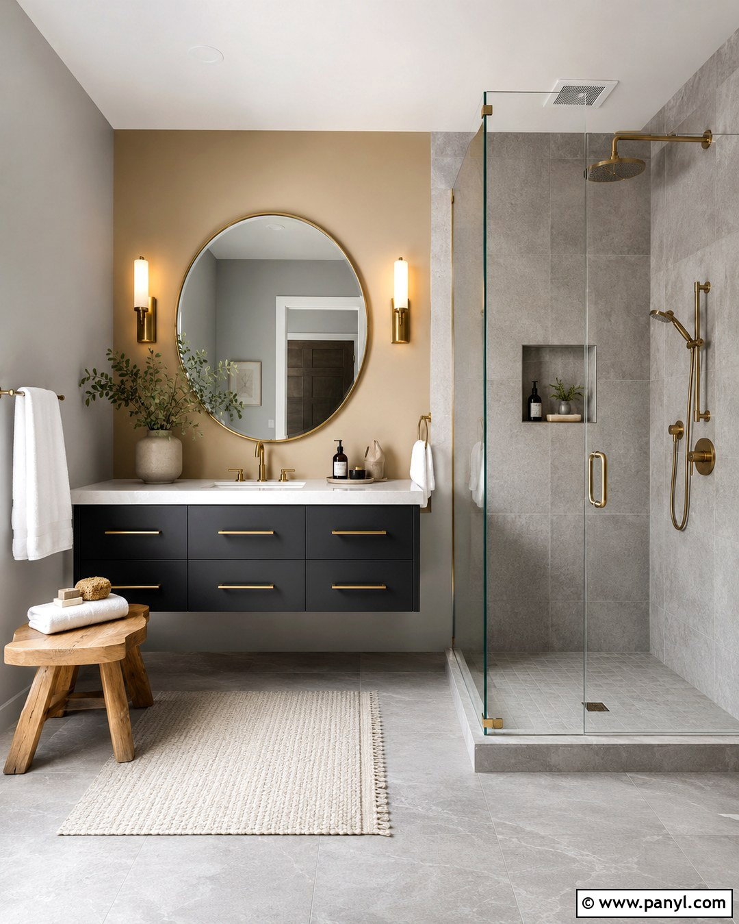 Gold And Gray Bathroom - 20 Gold Paint Bathroom Ideas