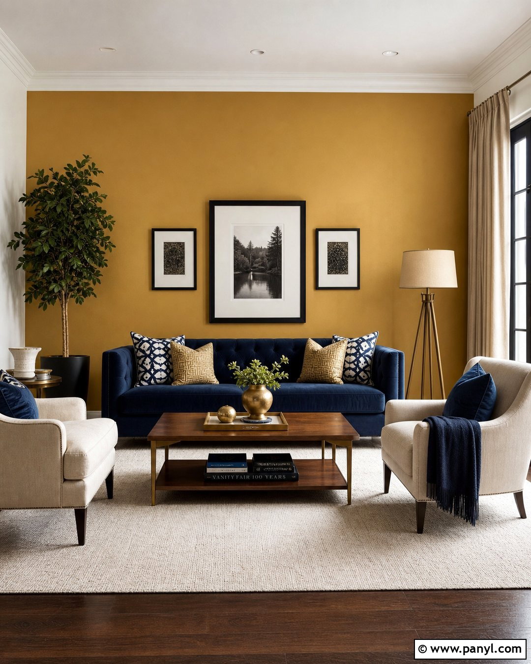 Gold And Navy Living Room - 25 Gold Wall Color Ideas