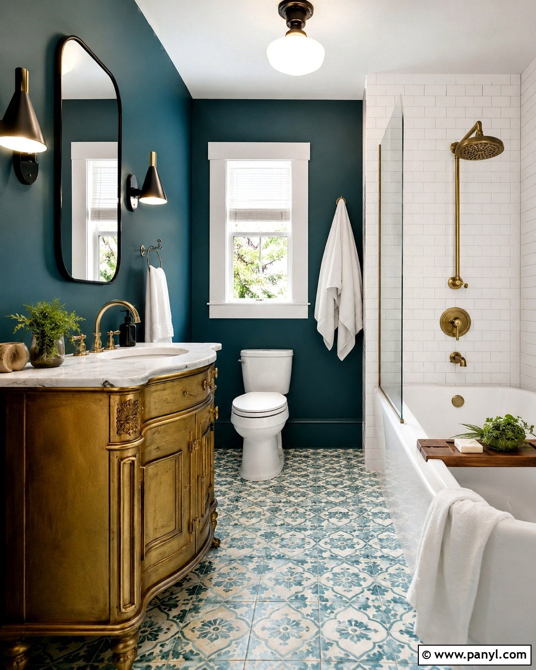 Gold And Teal Bathroom - 20 Gold Paint Bathroom Ideas